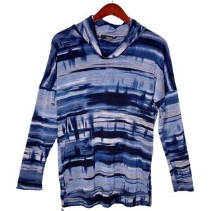 Renaur Cowl Neck Knit Pullover Top Size Small in Multi Blue